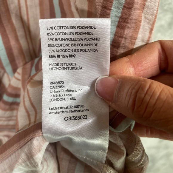 We The Free Striped Button Up Shirt Short Sleeve Size Large Oversized Relaxed - Picture 7 of 9